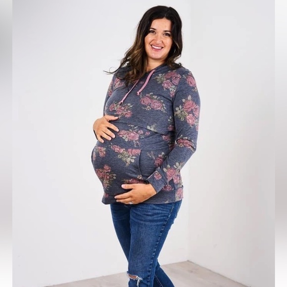 Latched Mama Floral Pattern Long Sleeve Breastfeeding Lightweight Hoodie Size XS - Picture 10 of 11